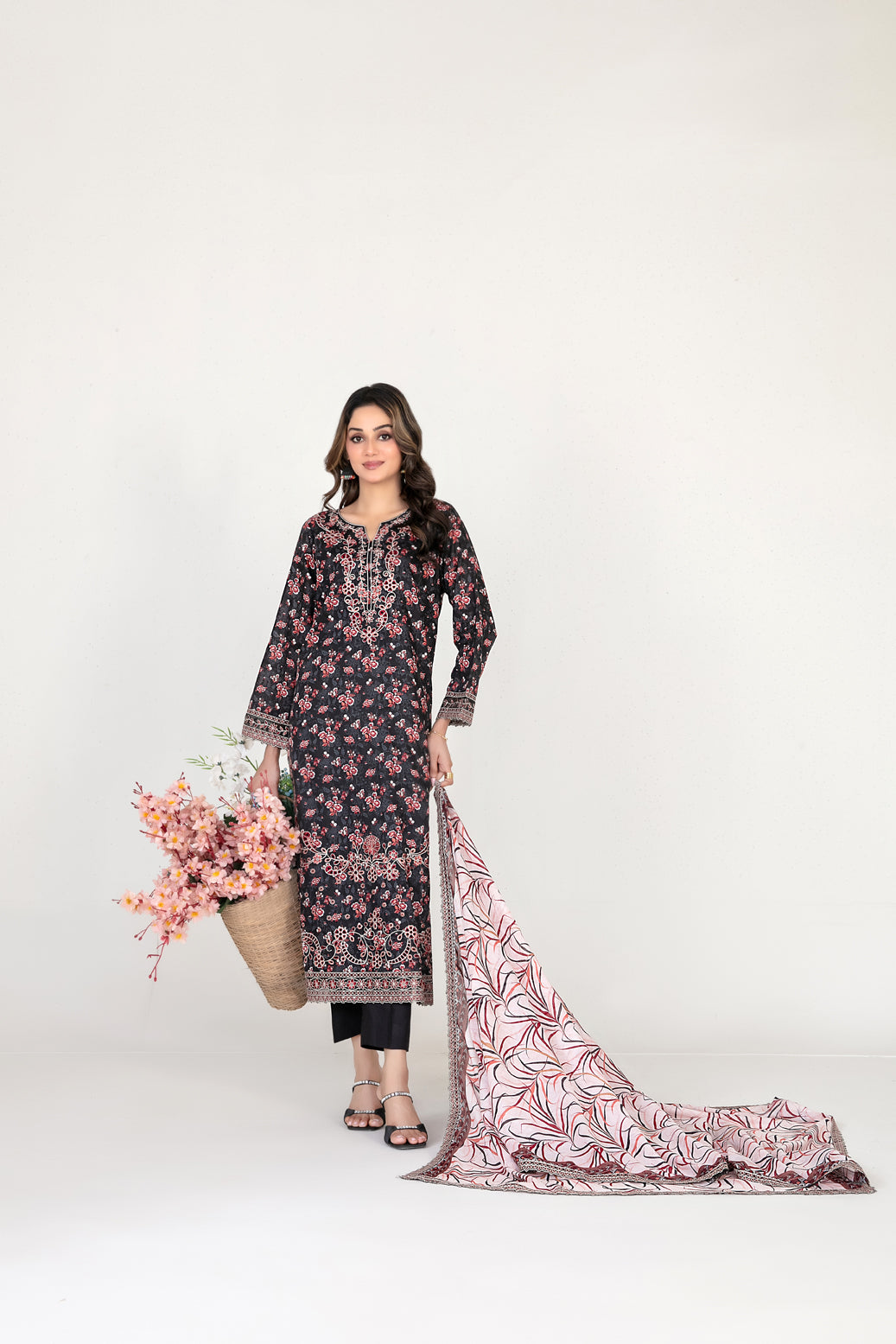 FOLIA 3pcs Un-Stitched Emb Printed Lawn [D-4560]