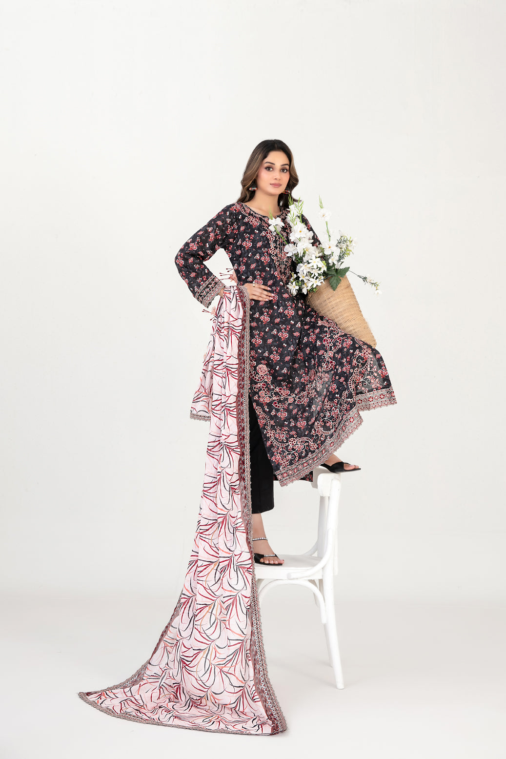 FOLIA 3pcs Un-Stitched Emb Printed Lawn [D-4560]