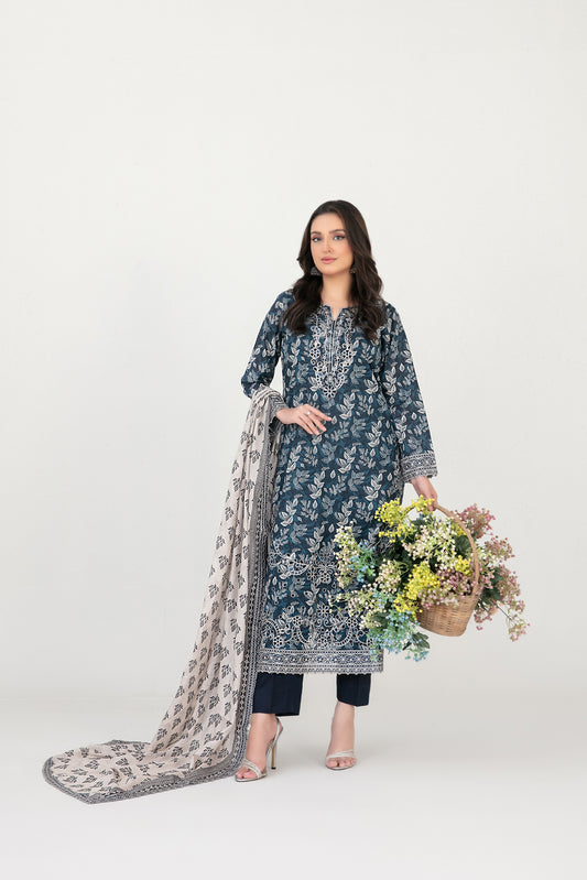 FOLIA 3pcs Un-Stitched Emb Printed Lawn [D-4553]