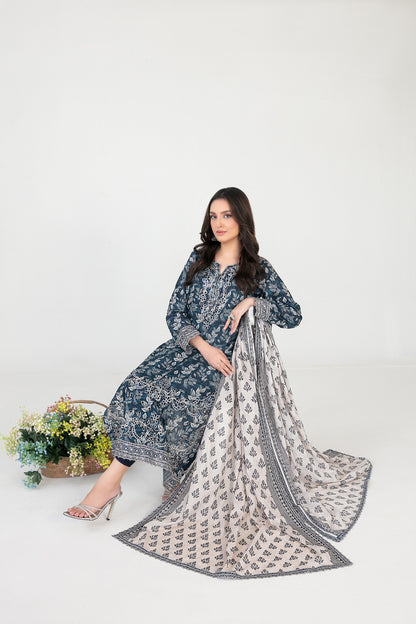 FOLIA 3pcs Un-Stitched Emb Printed Lawn [D-4553]
