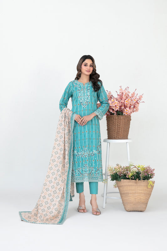 FOLIA 3pcs Un-Stitched Emb Printed Lawn [D-4551]