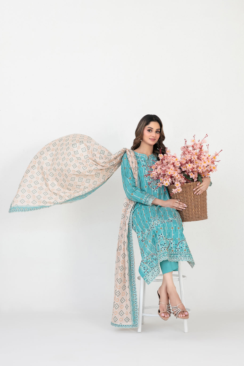 FOLIA 3pcs Un-Stitched Emb Printed Lawn [D-4551]