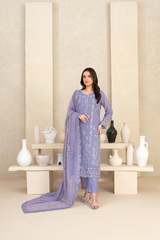 MONACO 3pcs Un-Stitched Emb Swiss Lawn [D-3882]