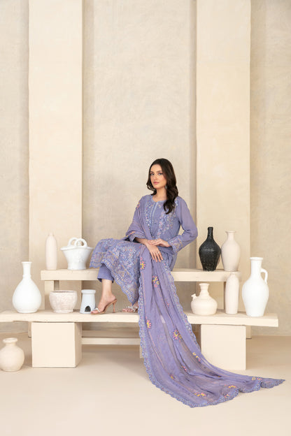 MONACO 3pcs Un-Stitched Emb Swiss Lawn [D-3882]