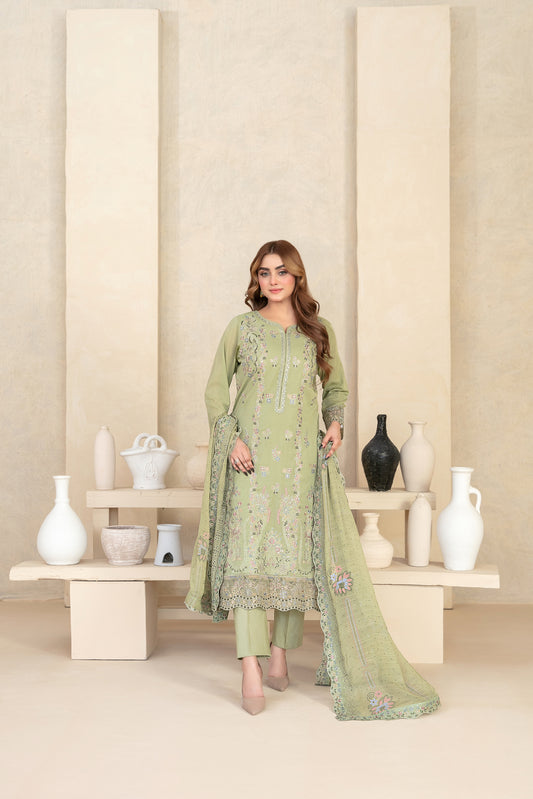 MONACO 3pcs Un-Stitched Emb Swiss Lawn [D-3881]