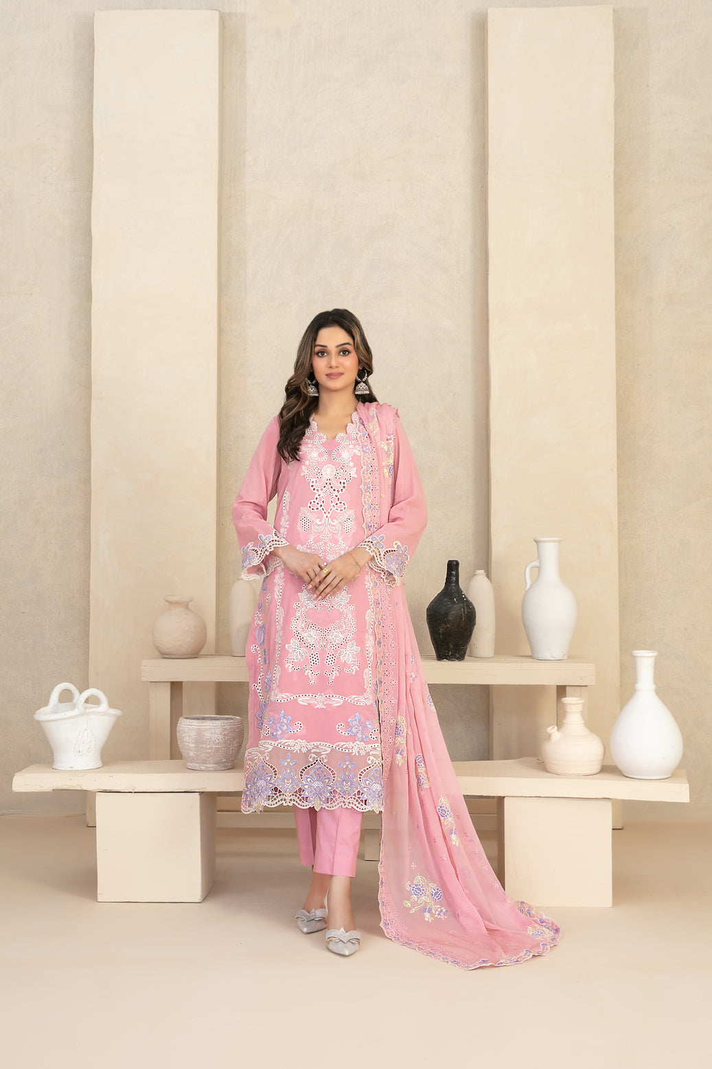 MONACO 3pcs Un-Stitched Emb Swiss Lawn [D-3880]