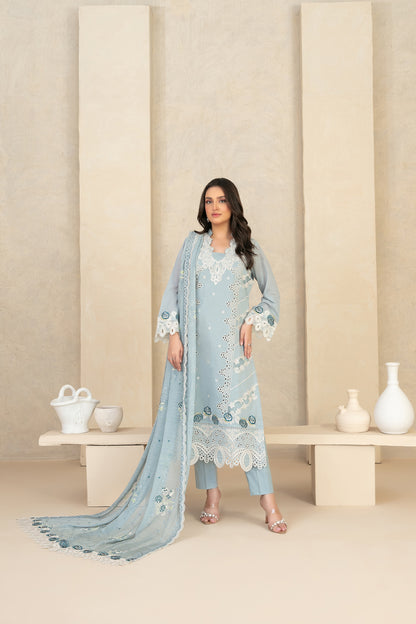 MONACO 3pcs Un-Stitched Emb Swiss Lawn [D-3886]