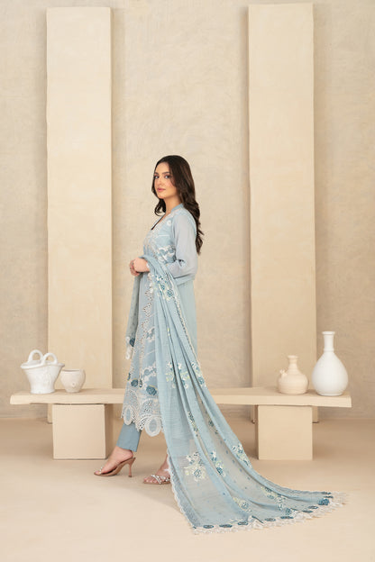 MONACO 3pcs Un-Stitched Emb Swiss Lawn [D-3886]