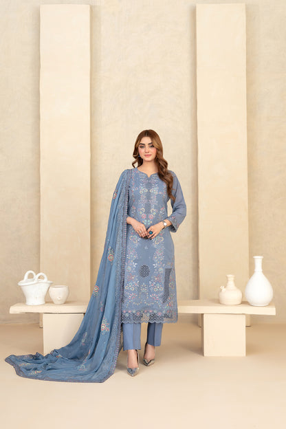 MONACO 3pcs Un-Stitched Emb Swiss Lawn [D-3884]