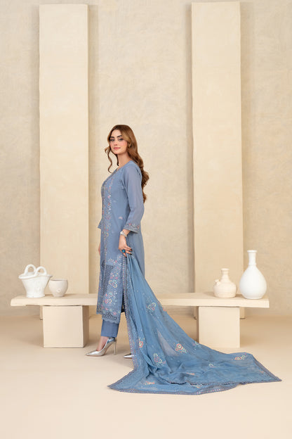 MONACO 3pcs Un-Stitched Emb Swiss Lawn [D-3884]