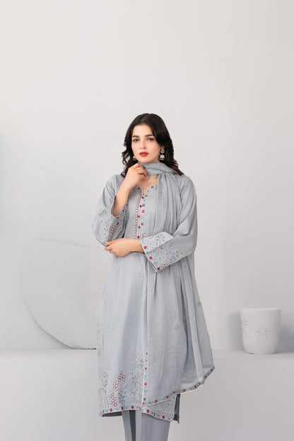 Hayya 3pcs Stitched Emb Lawn [D-3148]