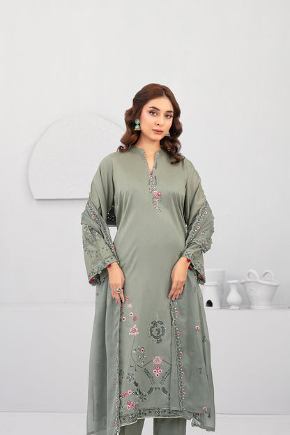 Hayya 3pcs Stitched Emb Lawn [D-3145]