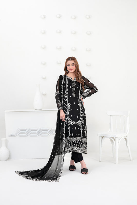 SATORI 3pcs Semi-Stitched Fancy Emb Chiffon [D-3936]