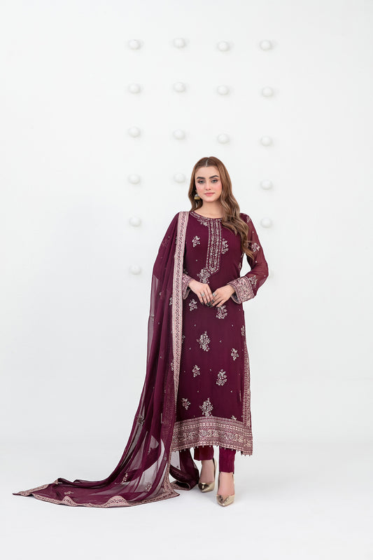 SATORI 3pcs Semi-Stitched Fancy Emb Chiffon [D-3937]
