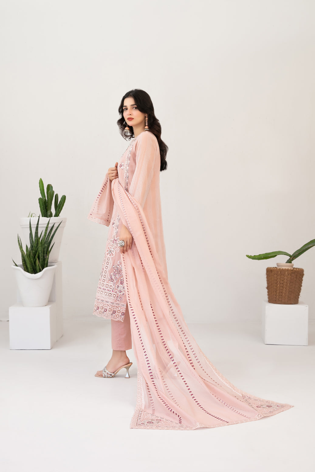 Moonic 3pcs Un-Stitched Emb Khadi [D-2682]
