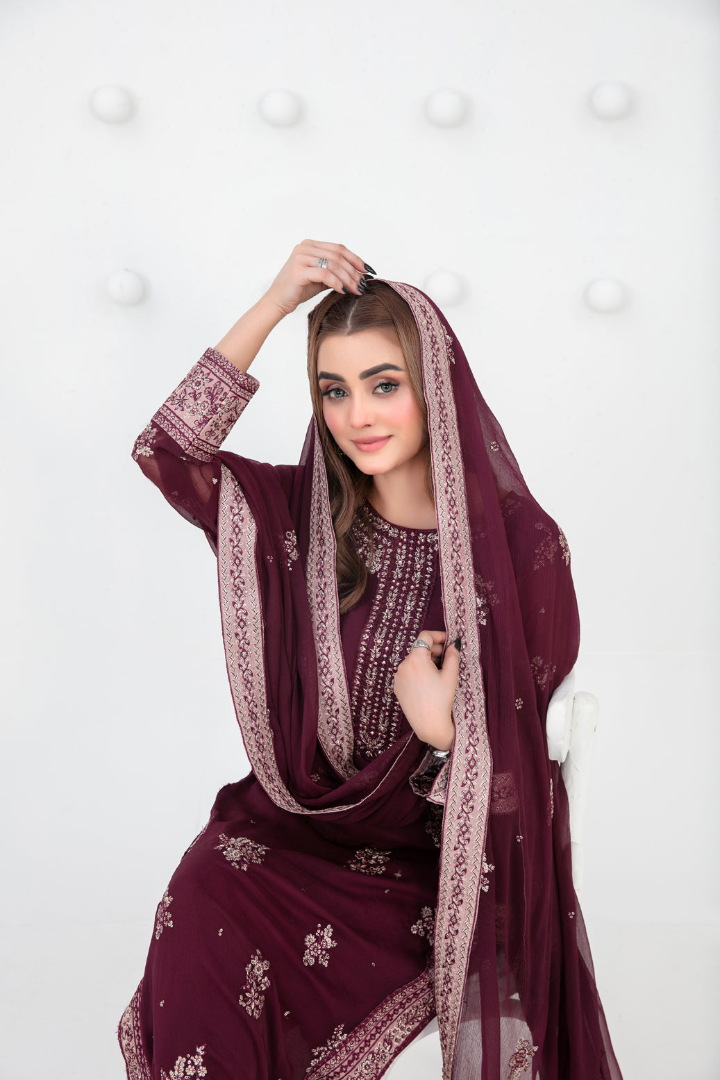 SATORI 3pcs Semi-Stitched Fancy Emb Chiffon [D-3937]