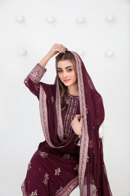 SATORI 3pcs Semi-Stitched Fancy Emb Chiffon [D-3937]