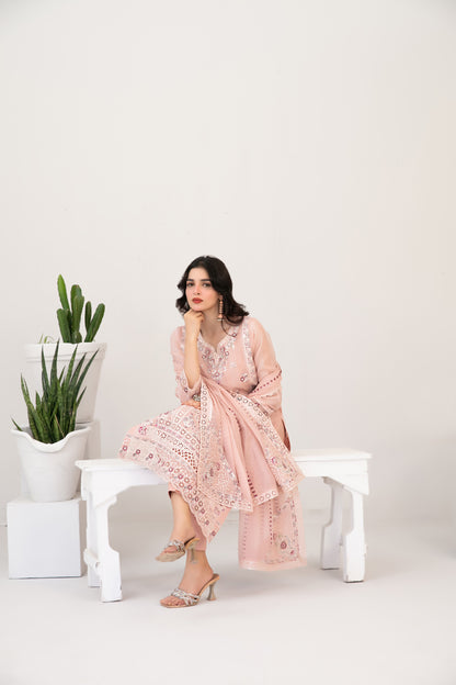 Moonic 3pcs Un-Stitched Emb Khadi [D-2682]