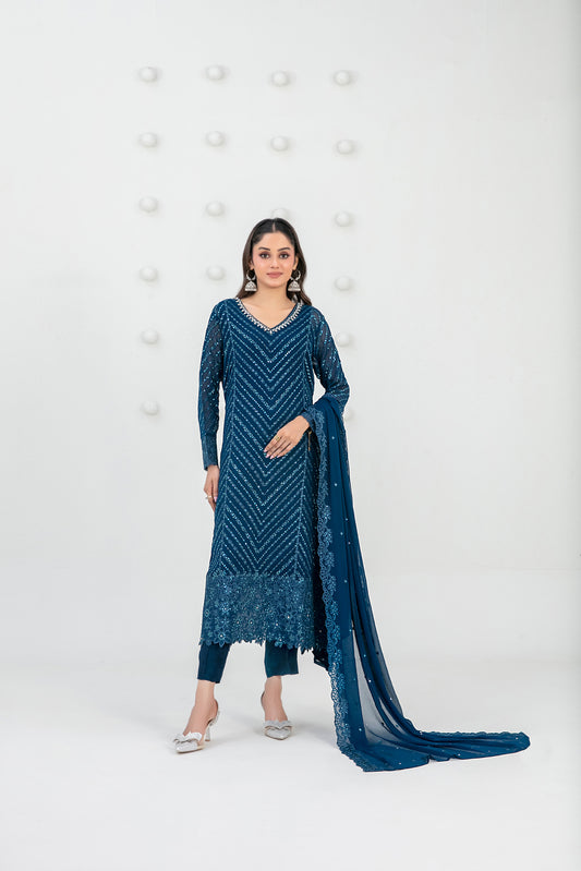 SATORI 3pcs Semi-Stitched Fancy Emb Chiffon [D-3932]