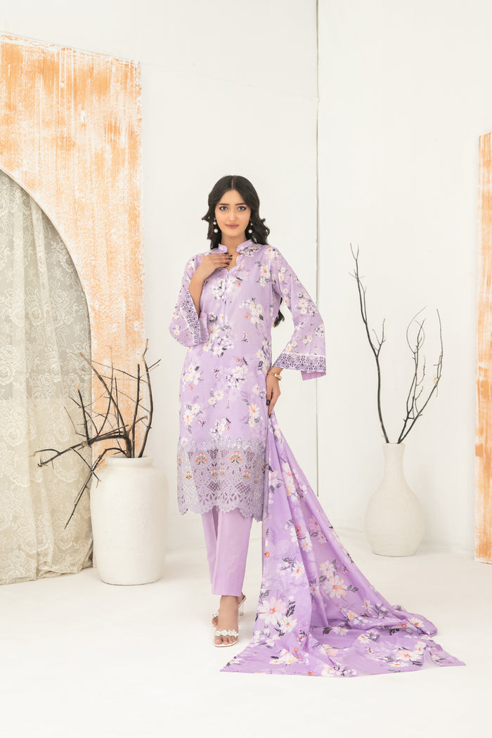 Alishma 3pcs Un-Stitched Emb Printed Lawn [D-3098]