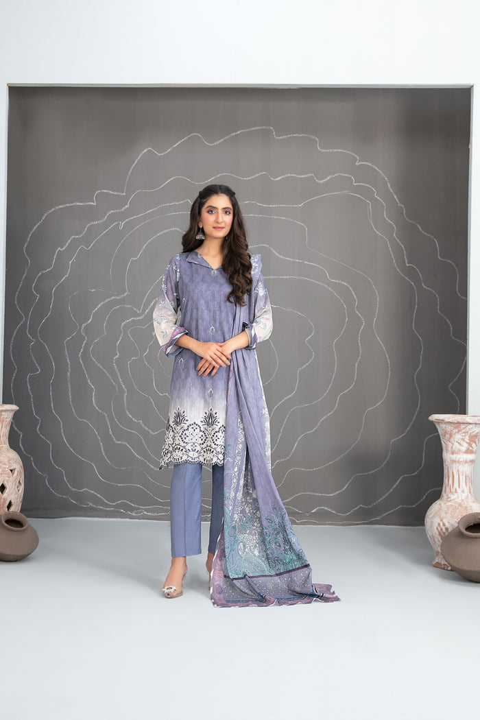 Soley 3pcs Un-Stitched Emb Printed Lawn [D-1563]