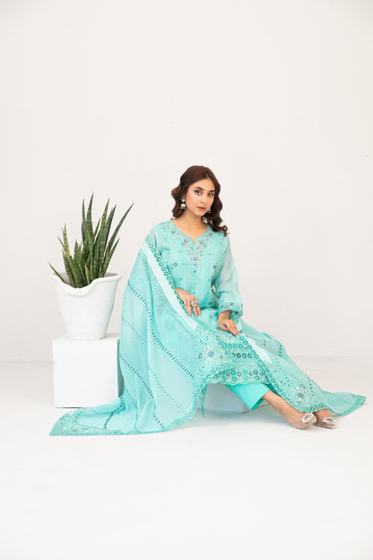 Moonic 3pcs Un-Stitched Emb Khadi [D-2686]