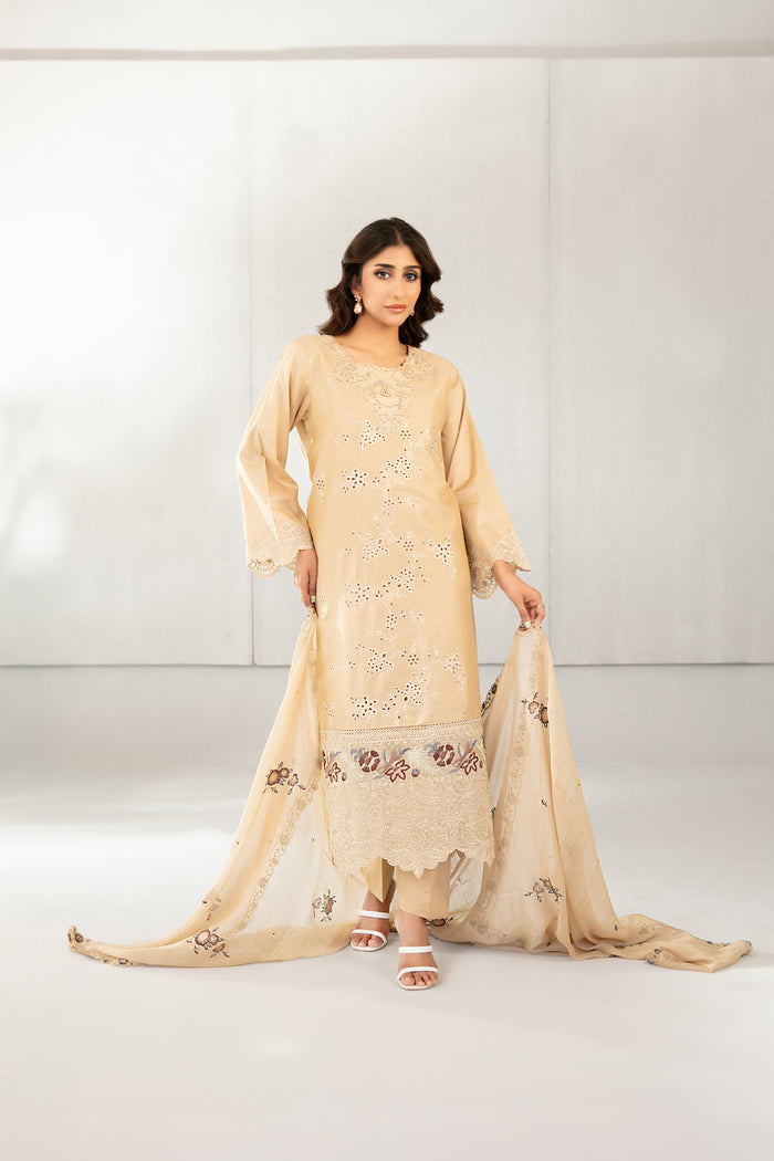 Azka 3pcs Stitched Emb Lawn [D-2825]