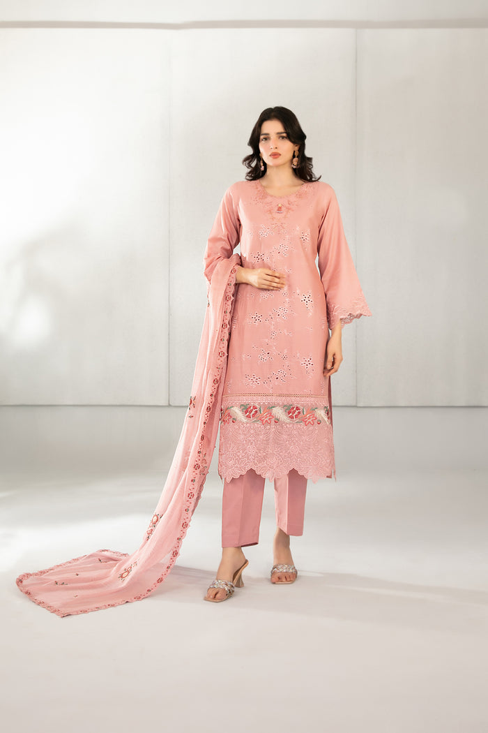 Azka 3pcs Stitched Emb Lawn [D-2826]
