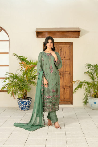 Zarla 3pcs Stitched Emb Lawn [D-3042]