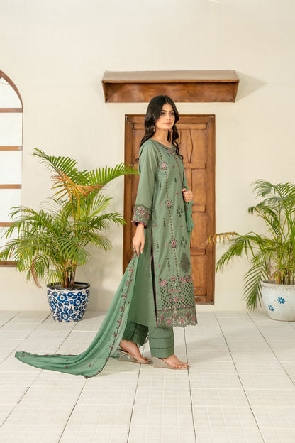 Zarla 3pcs Stitched Emb Lawn [D-3042]
