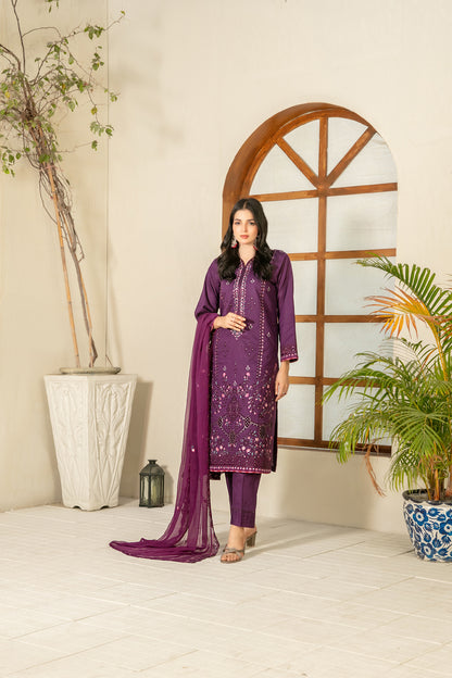 Zarla 3pcs Stitched Emb Lawn [D-3036]
