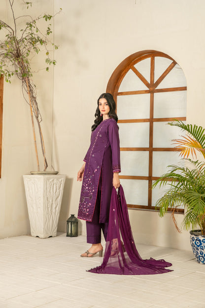 Zarla 3pcs Stitched Emb Lawn [D-3036]