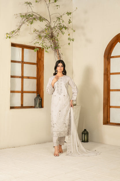 Zarla 3pcs Stitched Emb Lawn [D-3041]