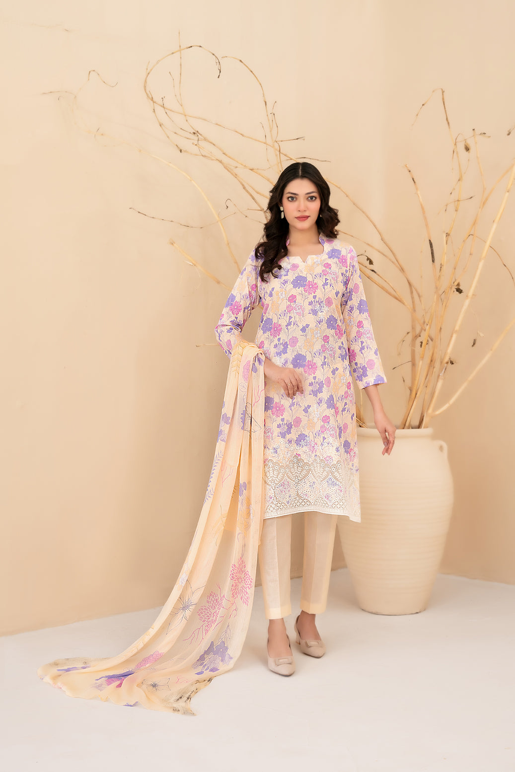 Eshanah 3pcs Un-Stitched Emb Printed Lawn [D-3482]