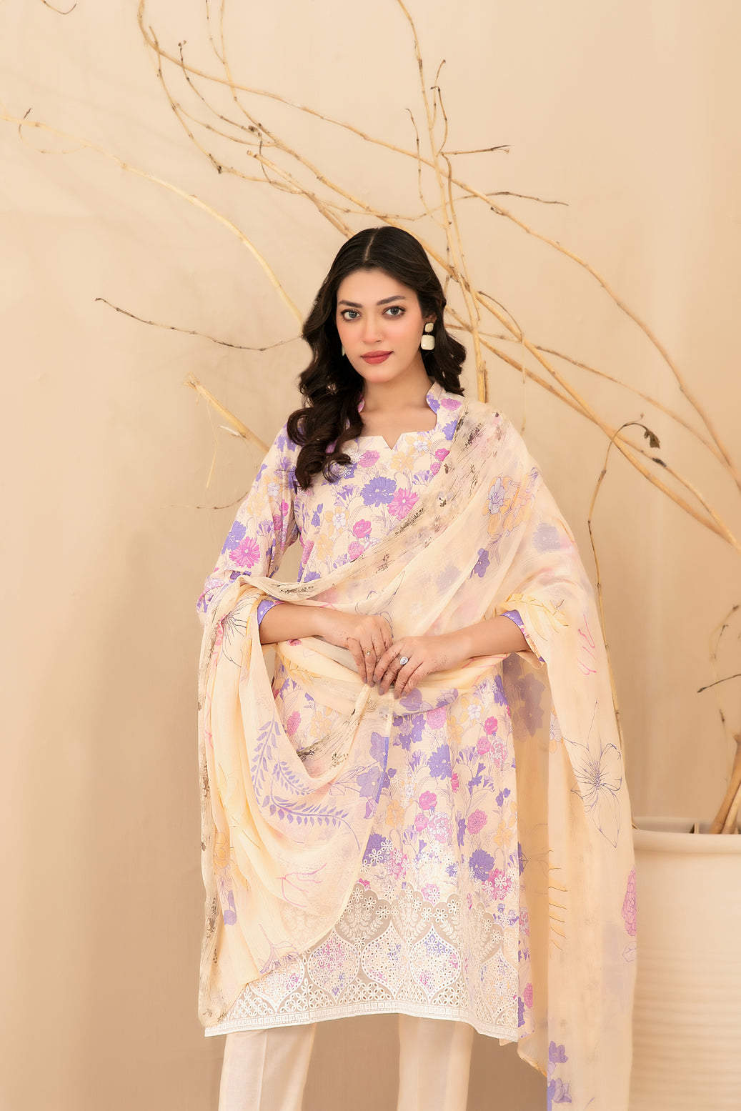 Eshanah 3pcs Un-Stitched Emb Printed Lawn [D-3482]