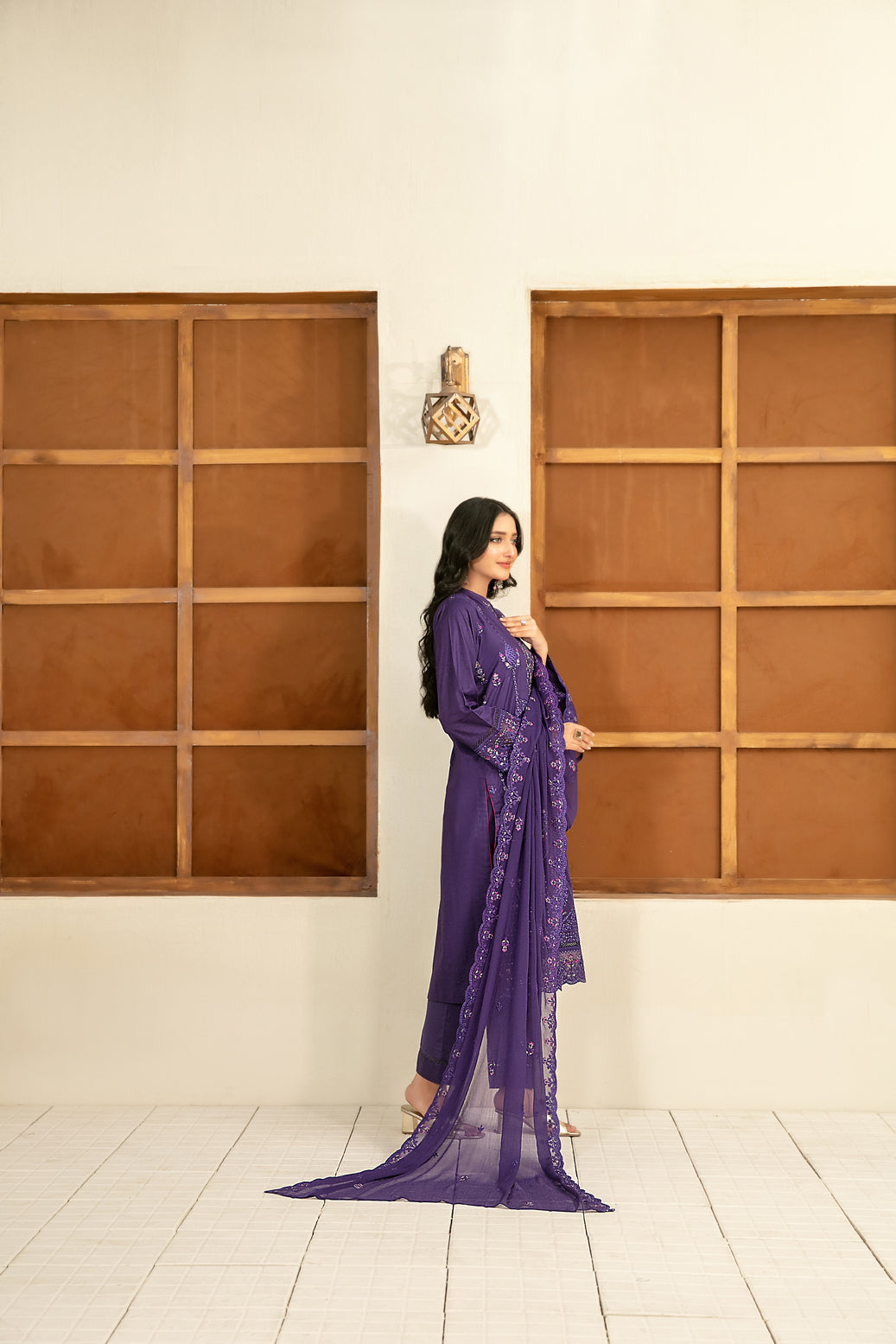 Zarla 3pcs Stitched Emb Lawn [D-3038]