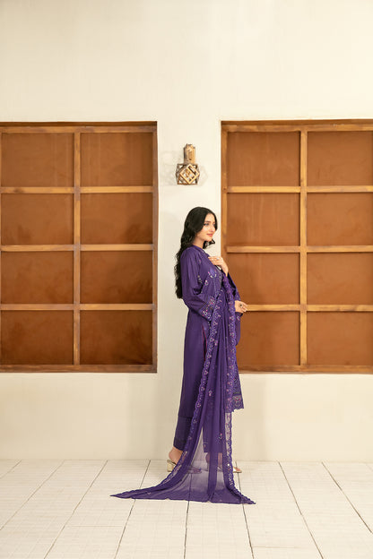 Zarla 3pcs Stitched Emb Lawn [D-3038]