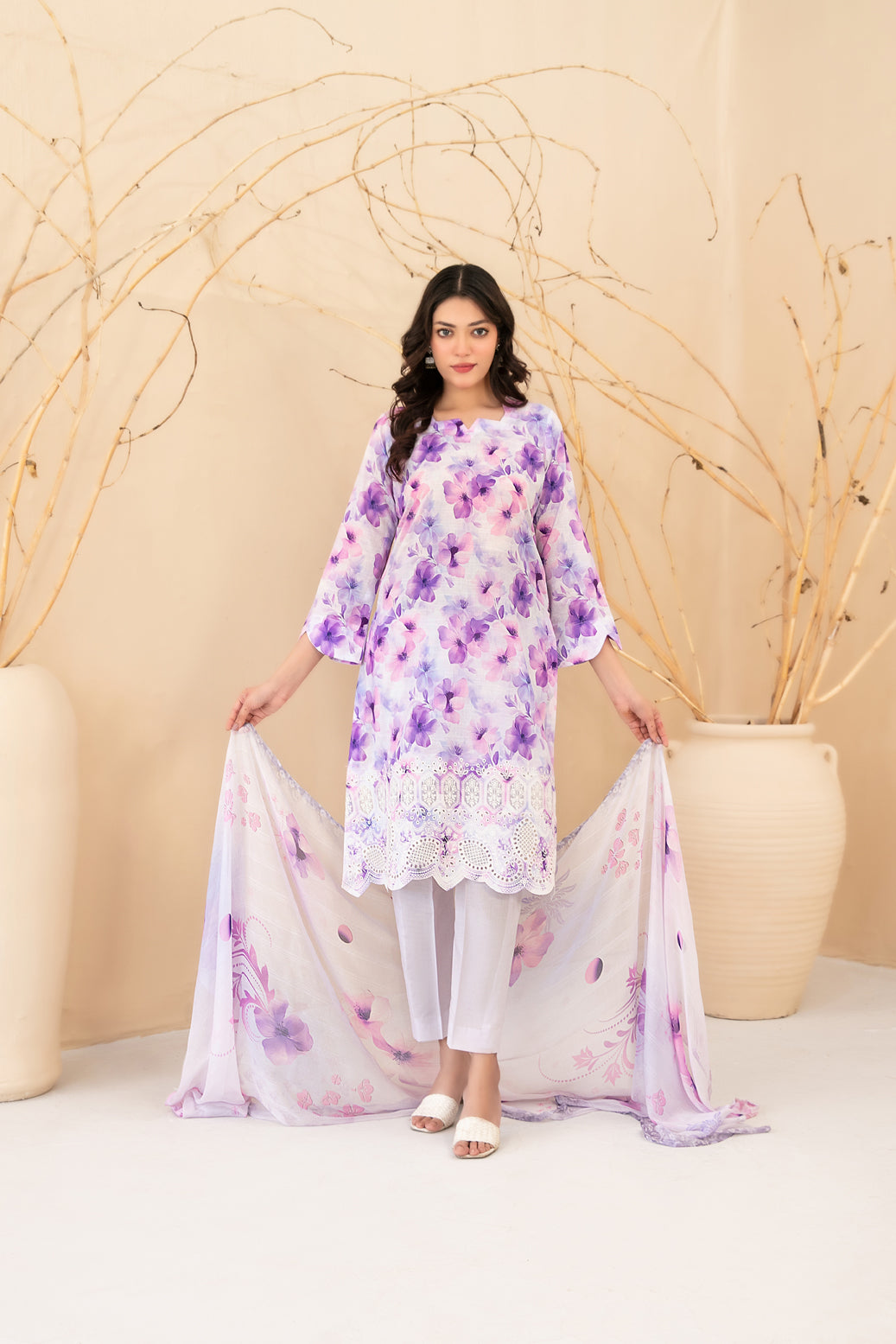 Eshanah 3pcs Un-Stitched Emb Printed Lawn [D-3491]