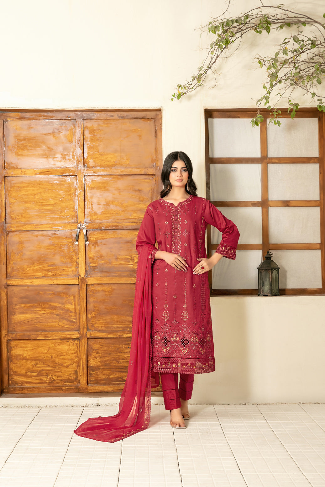 Zarla 3pcs Stitched Emb Lawn [D-3037]