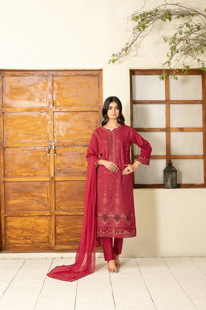 Zarla 3pcs Stitched Emb Lawn [D-3037]