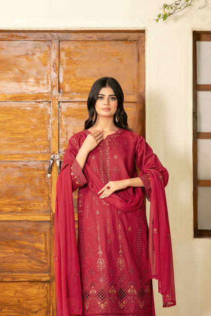 Zarla 3pcs Stitched Emb Lawn [D-3037]