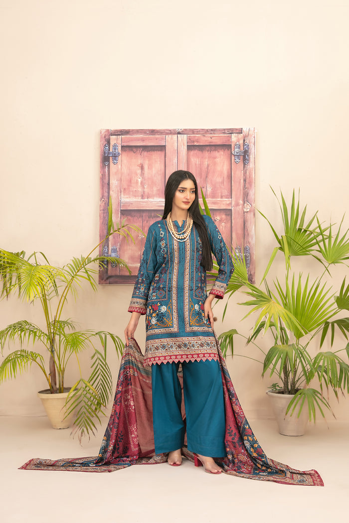 Hamna 3pcs Stitched Printed Lawn [D-2199]