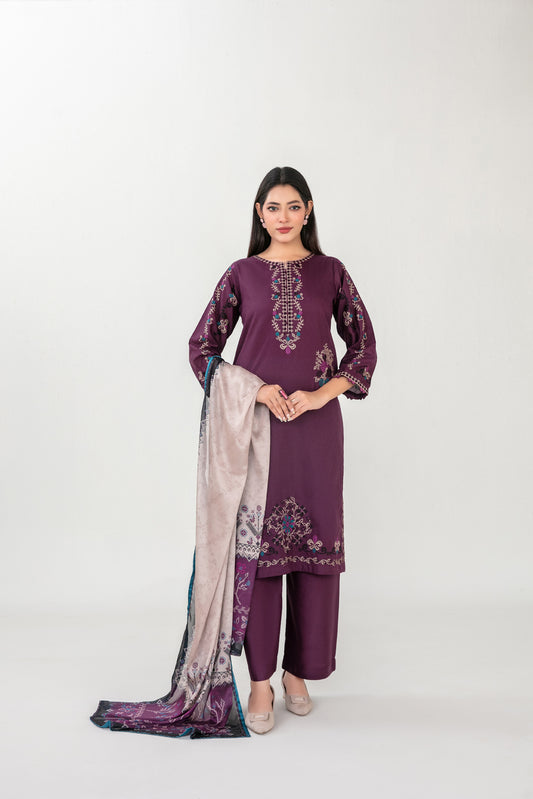 LONI 3pcs Stitched Embroidered Cotton [D-4493]