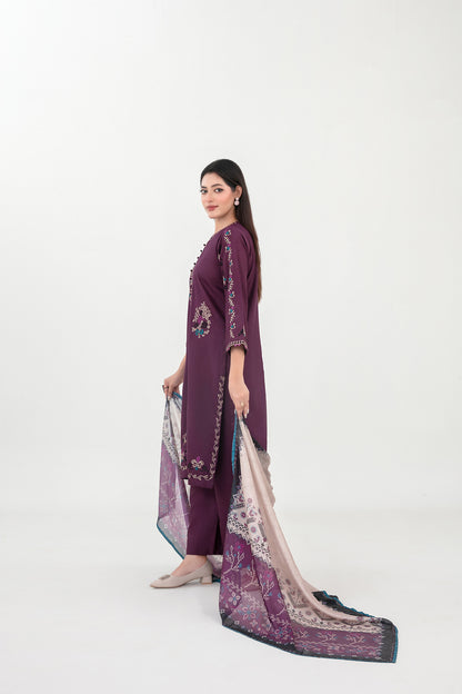 LONI 3pcs Stitched Embroidered Cotton [D-4493]