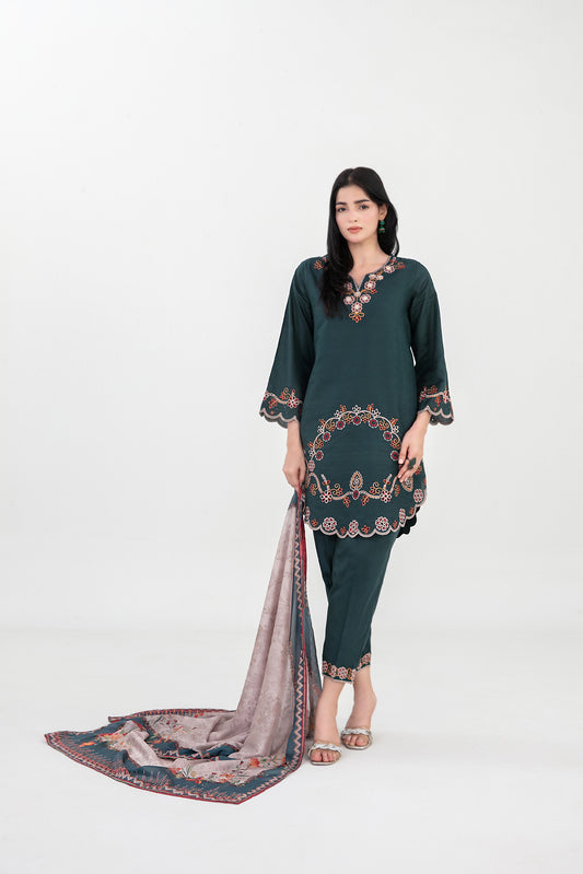 LONI 3pcs Stitched Embroidered Cotton [D-4496]