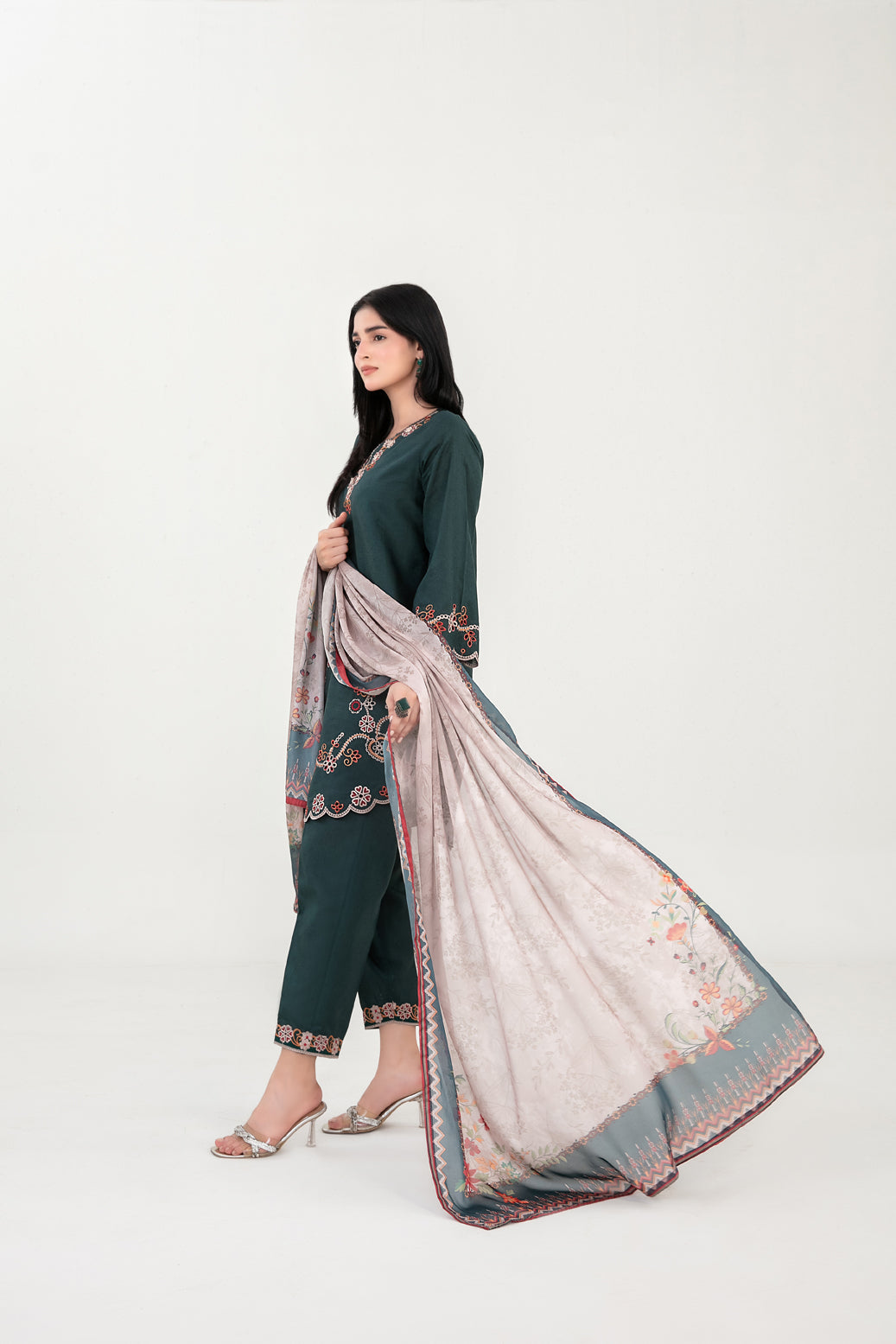 LONI 3pcs Stitched Embroidered Cotton [D-4496]