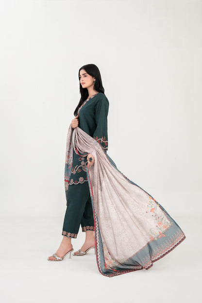 LONI 3pcs Stitched Embroidered Cotton [D-4496]