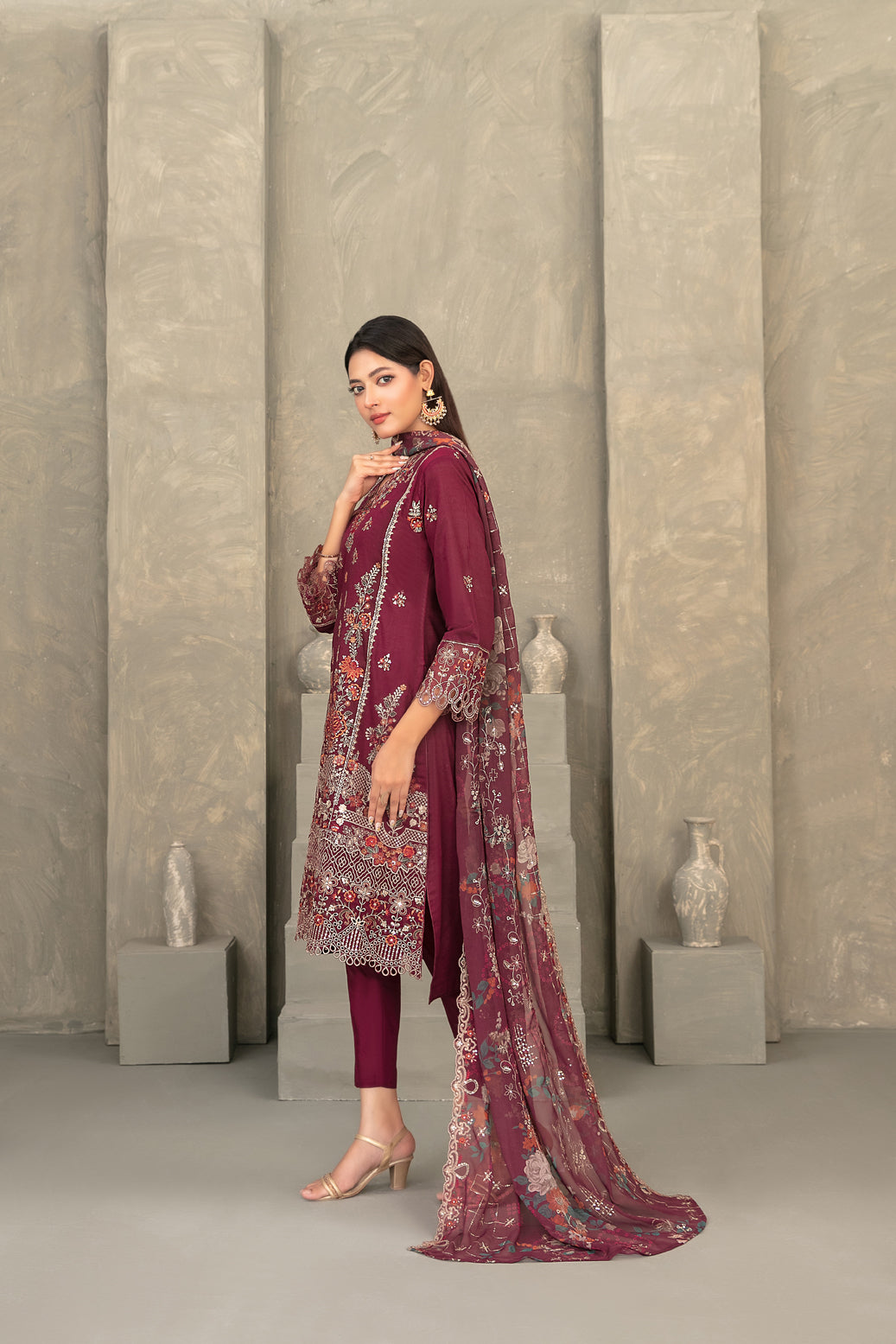 ZAYRA 3pcs Semi-Stitched Fancy Emb Slub Lawn [D-4286]