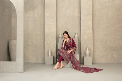 ZAYRA 3pcs Semi-Stitched Fancy Emb Slub Lawn [D-4286]