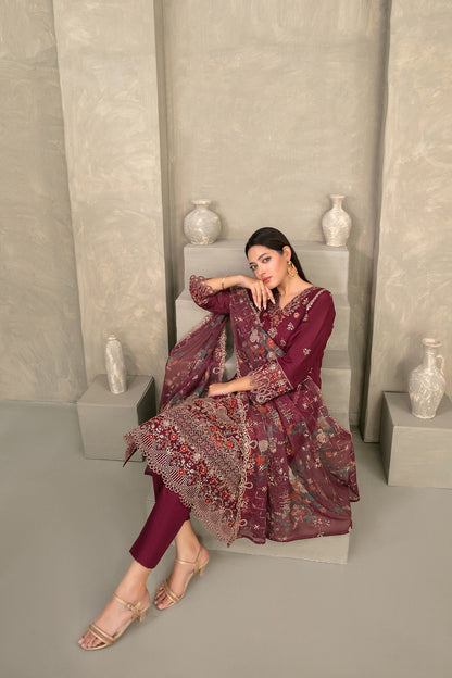 ZAYRA 3pcs Semi-Stitched Fancy Emb Slub Lawn [D-4286]